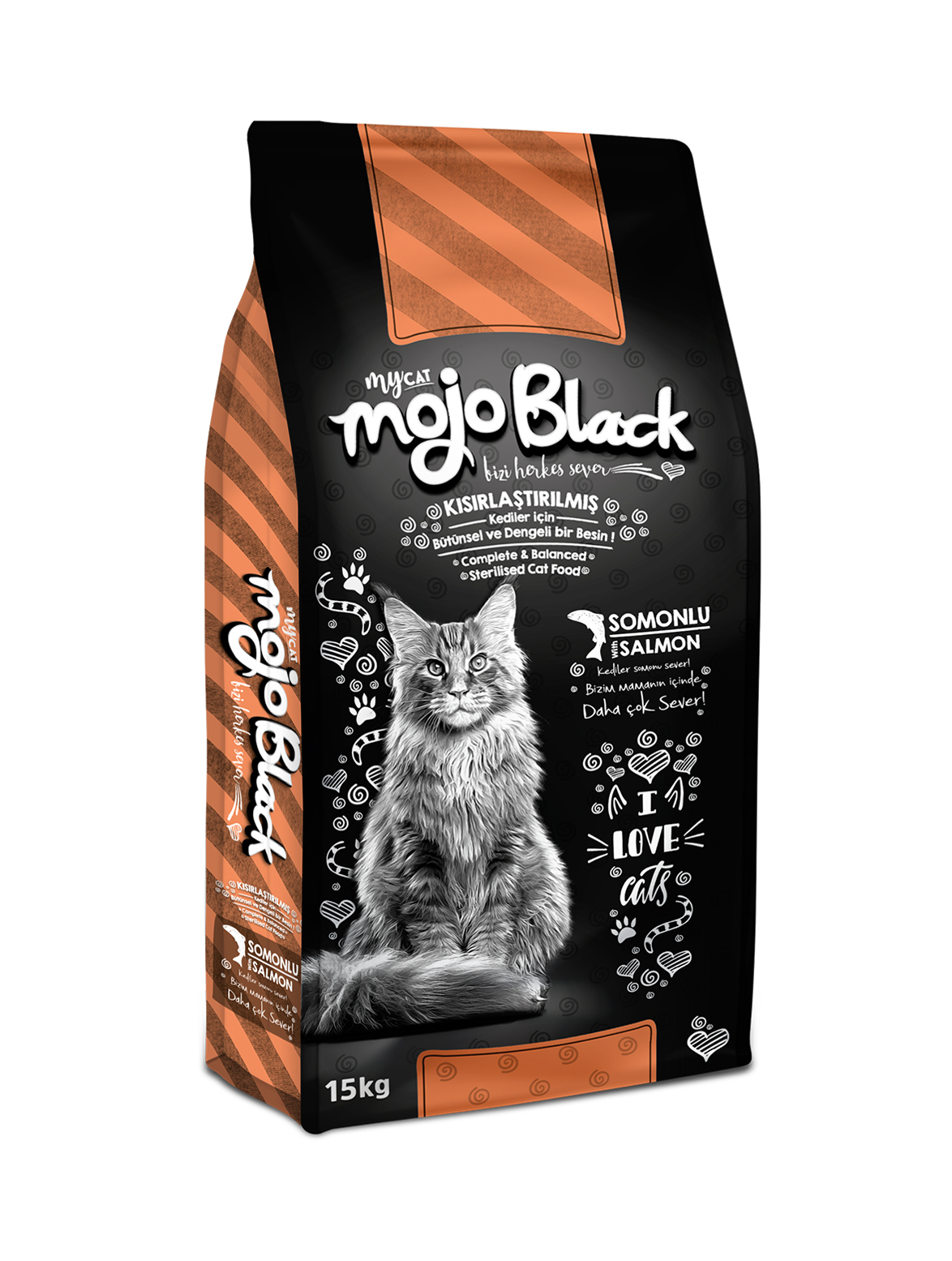 Mojo black somonlu kısır kedi maması 15kg